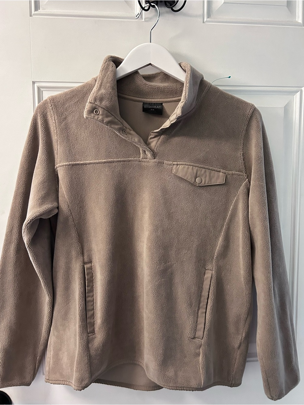 32 Degrees Taupe Pullover Fleece Snap Collar